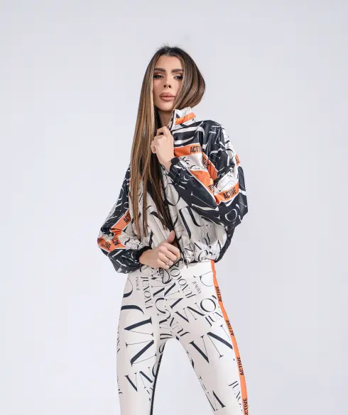 Дамско спортно яке тип ветровка Jfit Orange/Black - 245