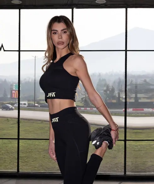 Къс спортен топ Jfit ALL BLACK - 336