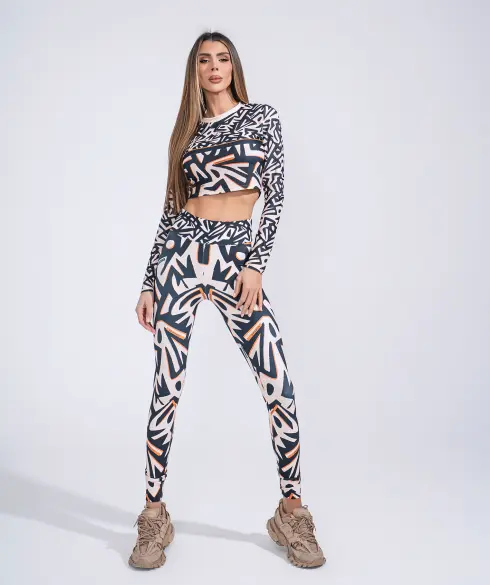 Дамска спортна блуза Jfit Beige/Black - 156